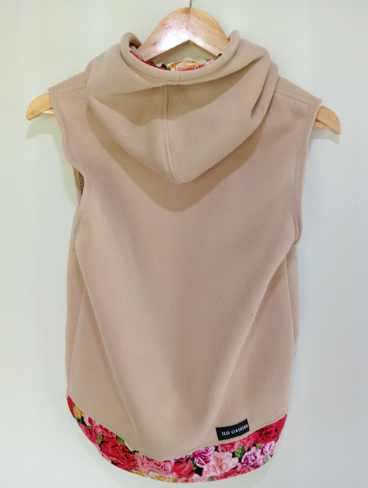 Iris (Kids L) Beige Rose Sleeves Hoodie