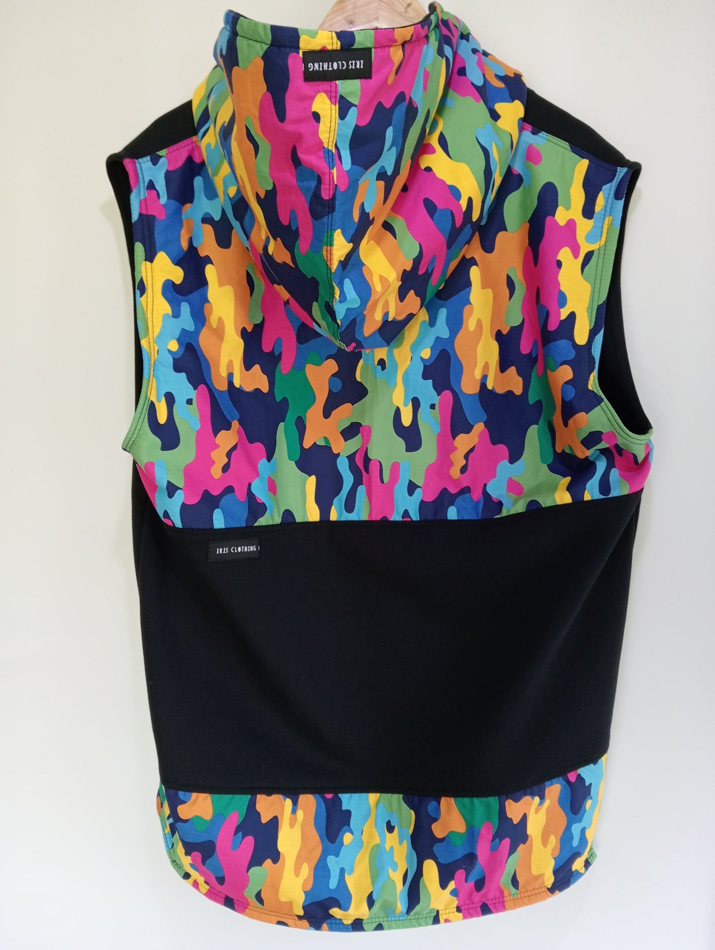 Iris (Adults L) Multi Camo  sleeveless Hoodie (One of a kind)