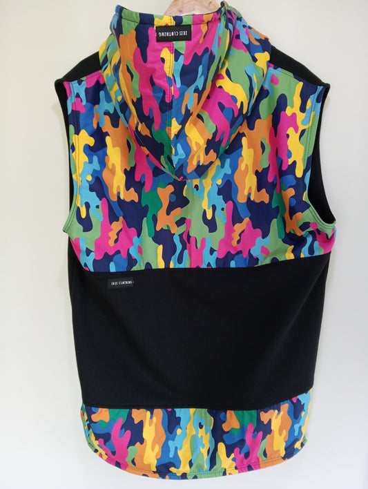 Iris (Adults L) Multi Camo  sleeveless Hoodie (One of a kind)